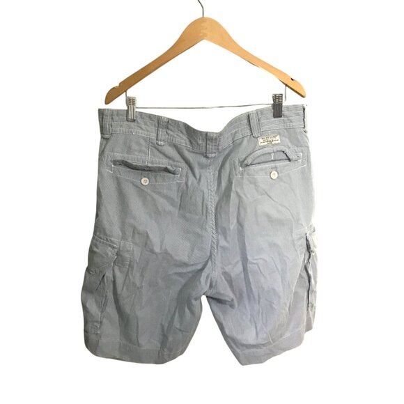 POLO RALPH LAUREN MEN BLUE/WHITE STRIPPE 100% COTTON CARGO SHORTS SIZE 38 - Picture 2 of 7